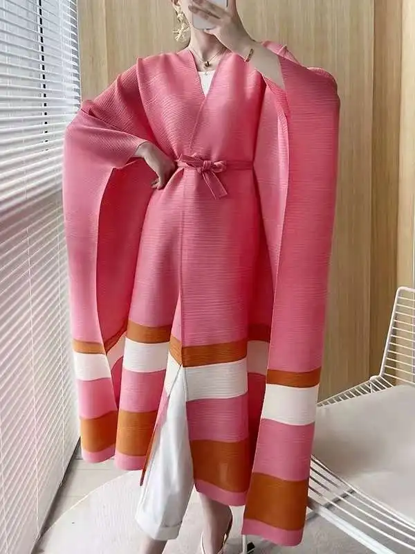 High Quality Miyake Bohemian Colorful Plus Size Loose evening gowns for women dress long dress muslim islamic Cardigan Robe