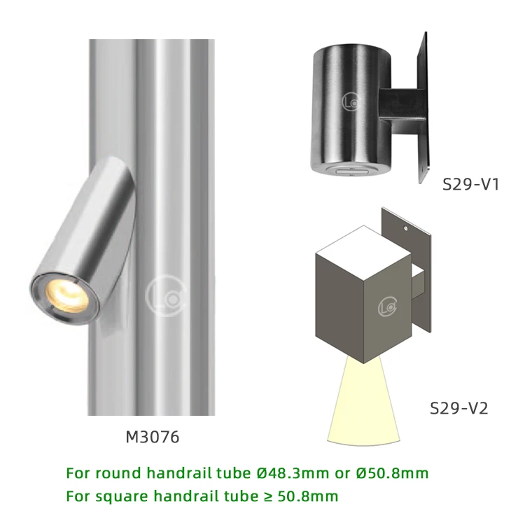 Hand Rail LED Stainless Steel 316 Balustrades Recessed Lights 2W Stair Bracket For Lighting LED Dot Handrail Light