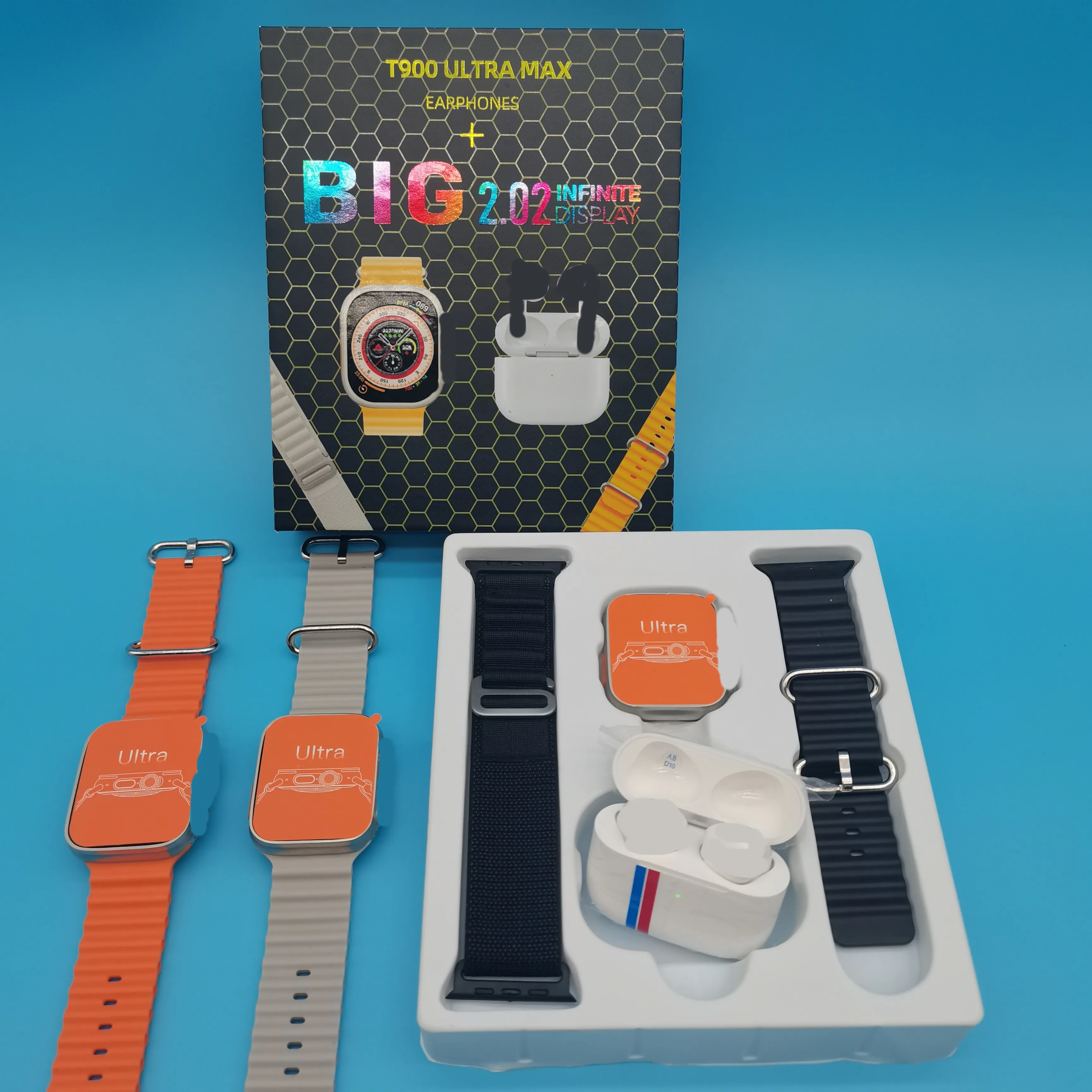 T900 Ultra Max fashion smart watch with earphonE 2in1 Touch screen Fitness tracker Sport Heart rate appl smart watch