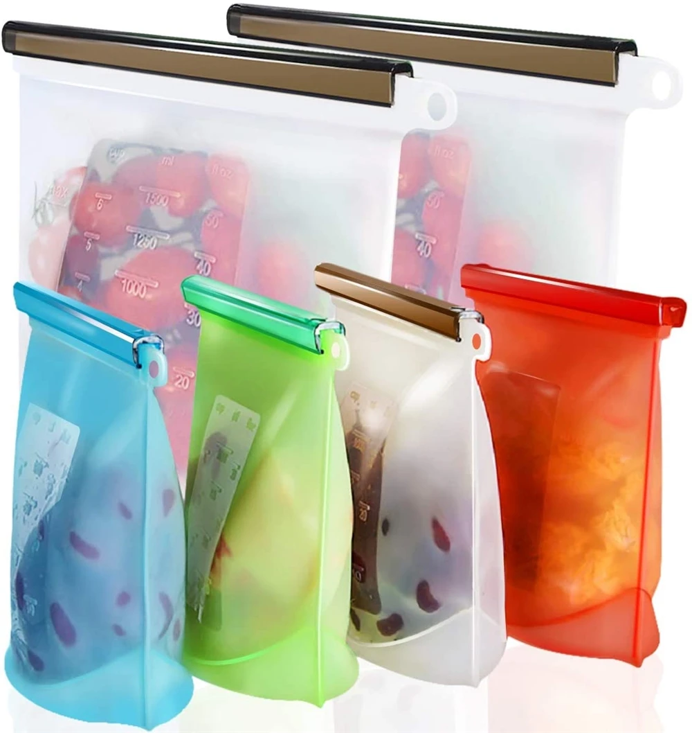 Reusable  Food Grade Certified Silicone Food Storage Bag Set  Freezer Food Preservation Storage Bags