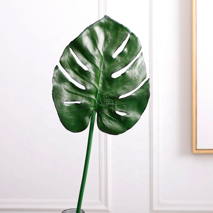 QiHao реальный на ощупь Aglaonema модема монстеллы банановый лист Гавайский искусственный веер Пальма тропическая центелла азиатские