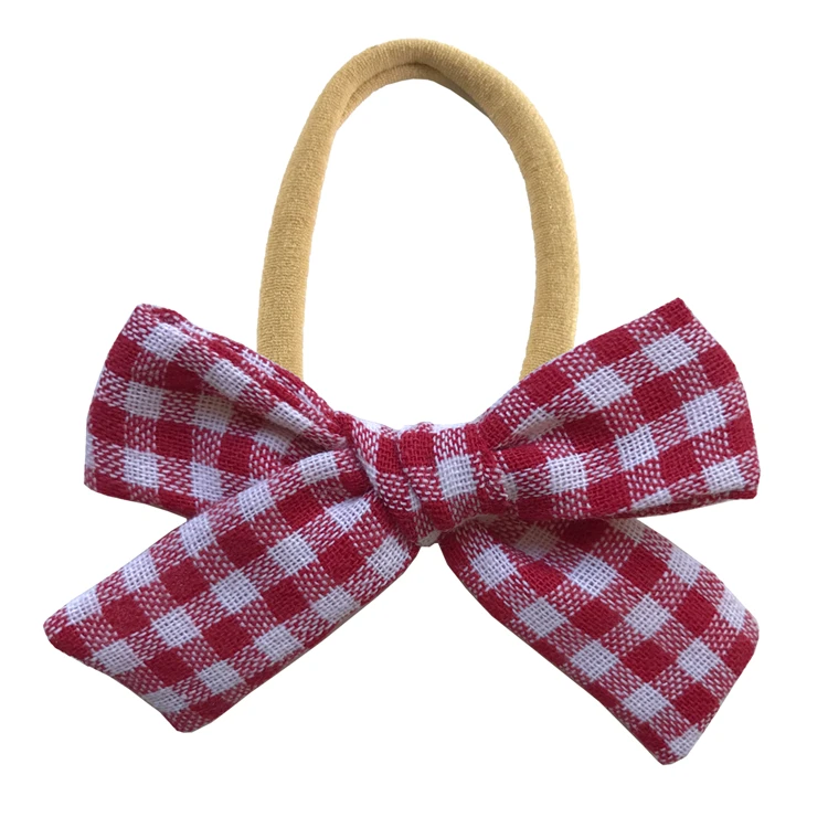 Toddler baby girls Soft 3 inch bow with Headbands with Plaid Dots Stripe fabric Hair bow hairbands Accessories Headwear