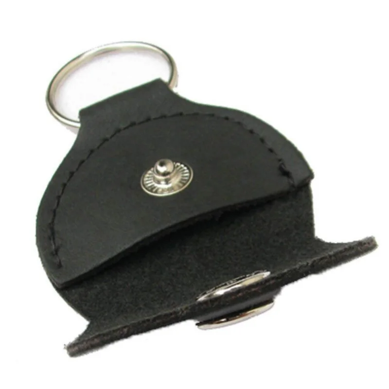 Top Quality Guitar Pick Holder Genuine Leather Guitarra Plectrum Case Bag Keychain Shape Guitar Accessories Guitar Hanger Hook