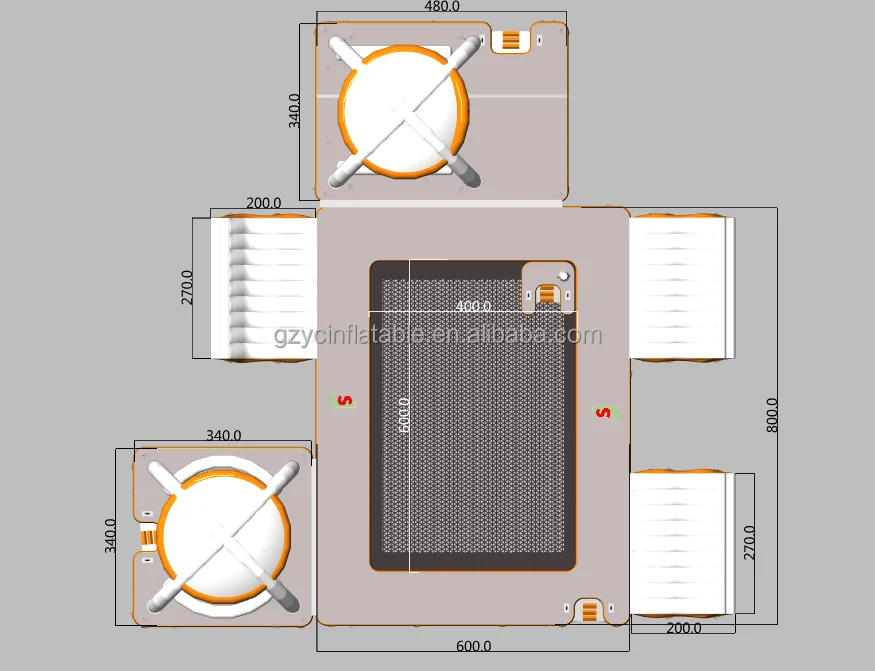 Seated Inflatable water floating island inflatable floating dock with canopy water play equipment inflatable platform