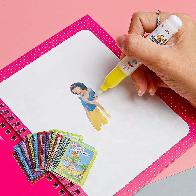 A set of reusable baby, baby, boy and girl paintings, color books, princess magic clear water album.