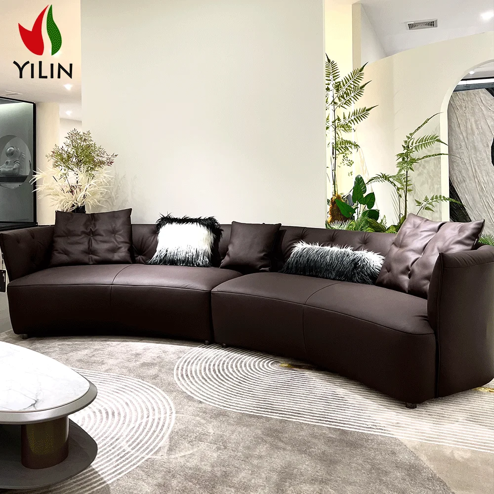 Yilin  9010A Modern Cow Leather Sofa Half Moon Living Room ItalyLliving Room Sofa Set Togo Sofa