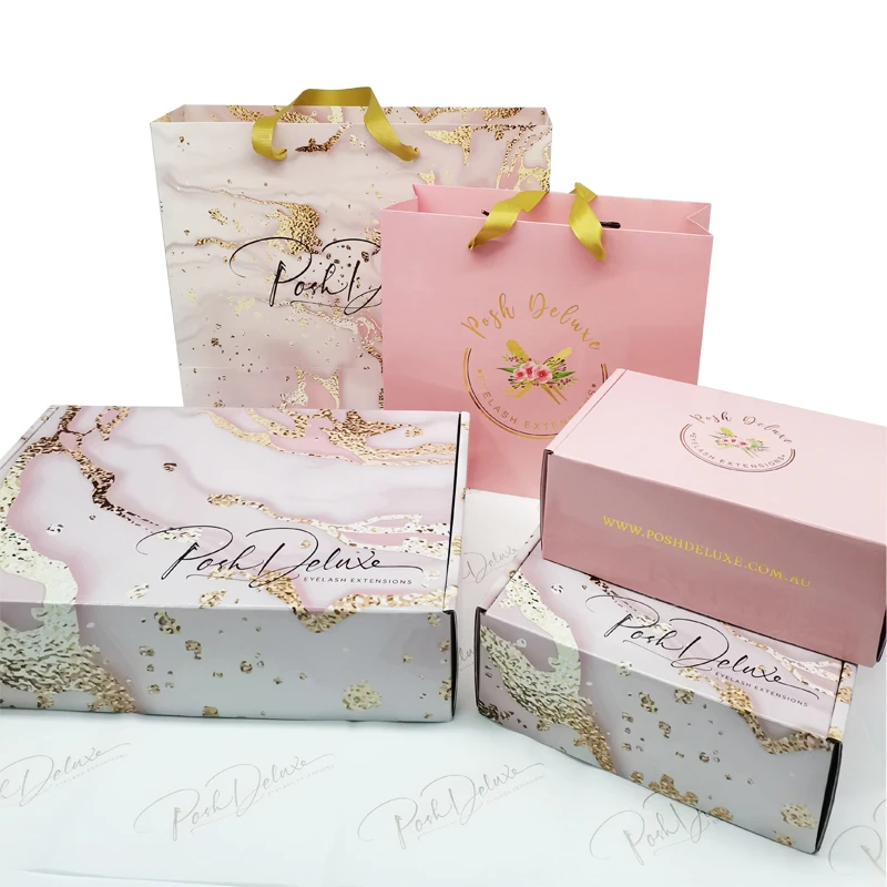 Pink Stone Pattern Hot Stamping Custom Product Cardboard Corrugated Shipping Clothing Packaging Gift Mailer Mailing Box