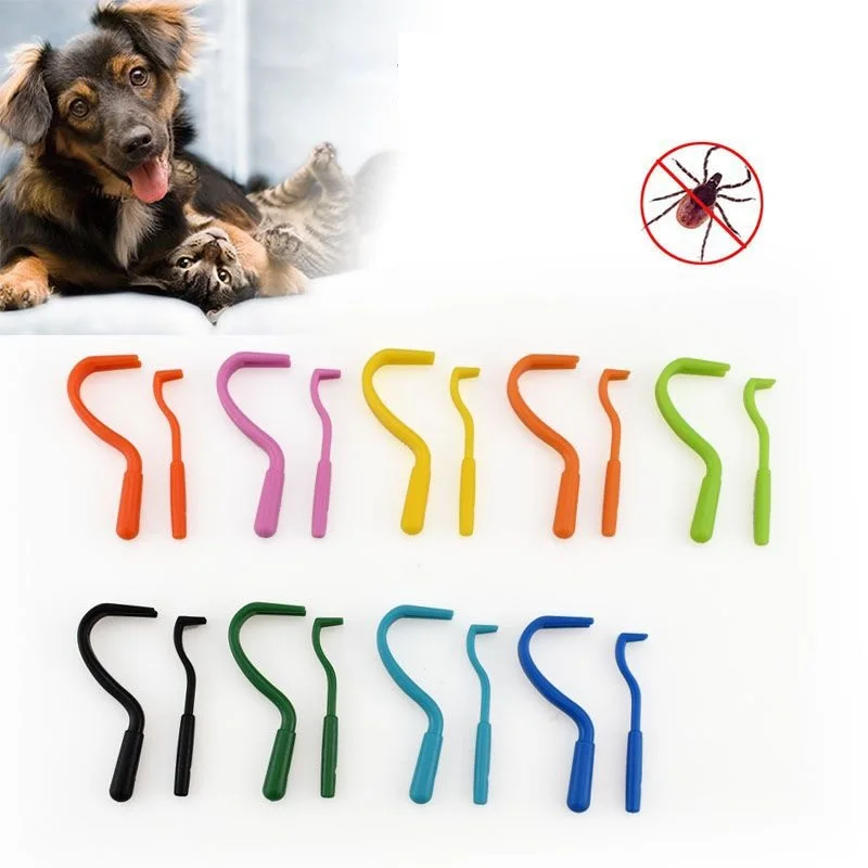 Rts 2pcs Pet Extractor Remover Hook Lice Plastic Portable Horse Human Cat Dog Pet Supplies Home Tick Remover Tool