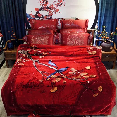 Double layer thickened cloud raschel blanket fluffy thermal bed sheets