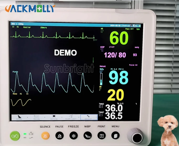 JM-601S Handheld 12 inch multi parameter vital sign monitor vet monitor