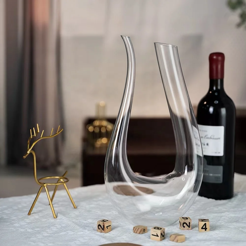 Hand-made Crystal Glass Decanter set Red Wine Carafe with Cleaning Beads and Wine Aerator Lead-free Crystal Glass