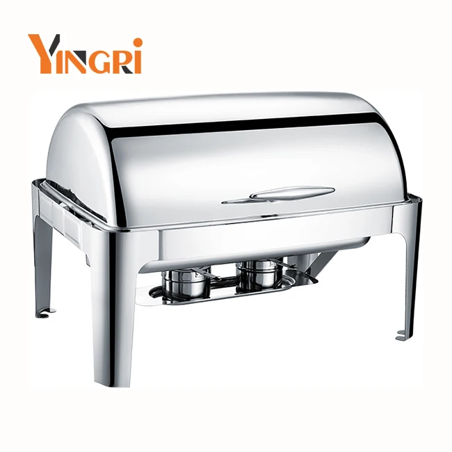 9L Stainless Steel Commercial  Heater Chafing Dish decorative fancy roll top chafing dish  buffet set gold chafing dish