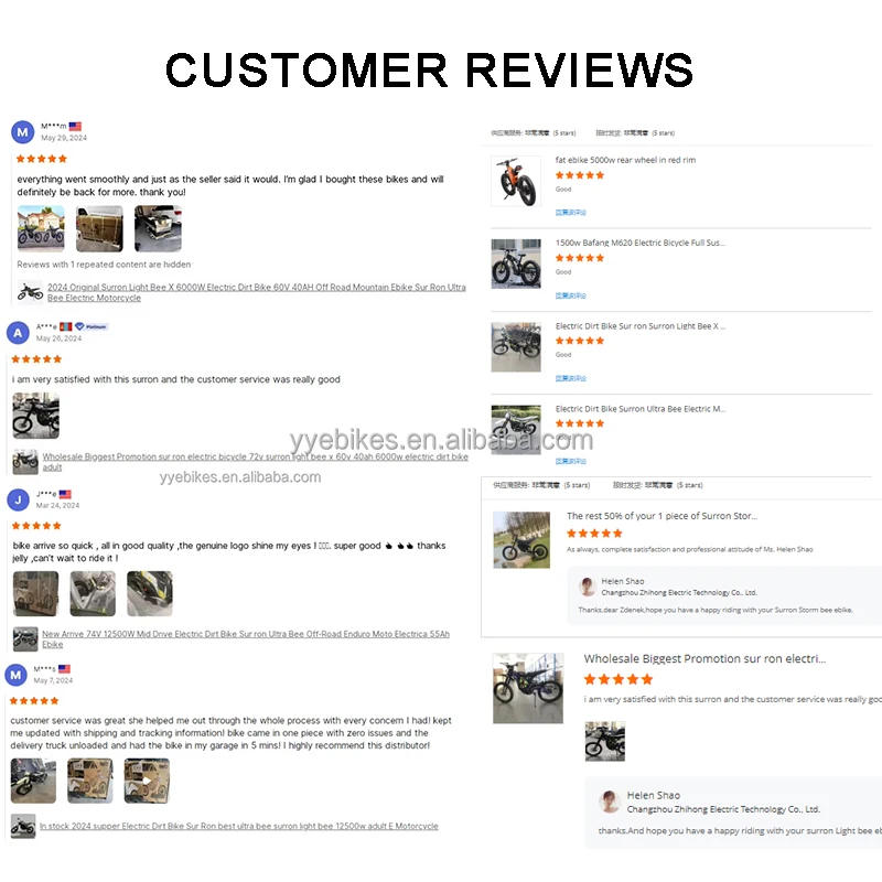 Factory direct sale electric ebike 60V 6000W ebike In Stock electric dirt bike adults with Sur Ron Light bee 3c