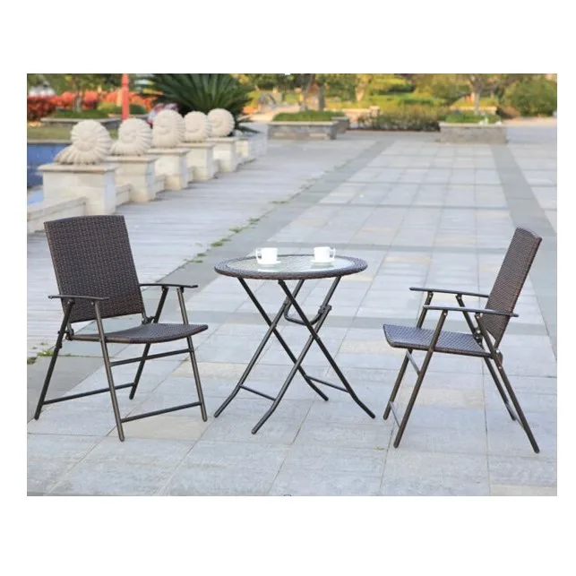 
foldable rattan outdoor long table set 
