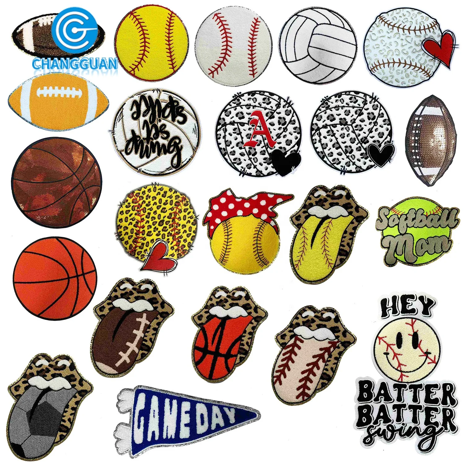 Wholesale Embroidery Mama And Easter Logo Laser Cut Sports Ball Chenille Patch Holiday Iron On Garment Patches