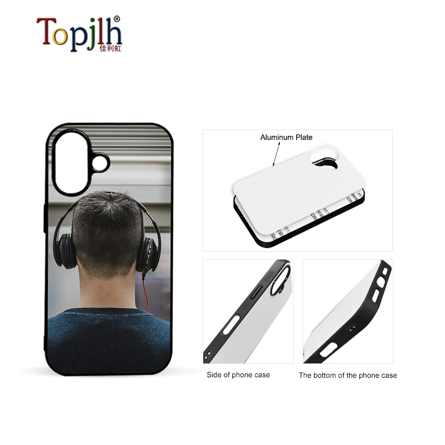 Wholesale price sublimation blank 2D TPU Phone cases personalized design Aluminum sheet mobile covers for iPhone 14 15 16 series