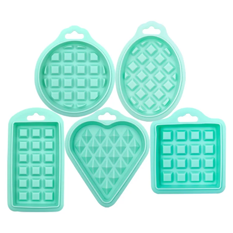 Silicone Mini Waffle Mold Round Oval Rectangle Square Heart 5 Piece Chocolate Mold Baking Mold