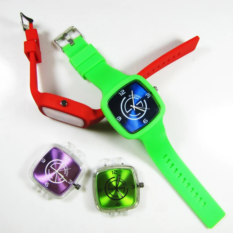 Newest Custom Unisex Sport Watch Interchange Strap 5ATM Water Resistant Japan Movement Square Analog High Quality Silicone Jelly