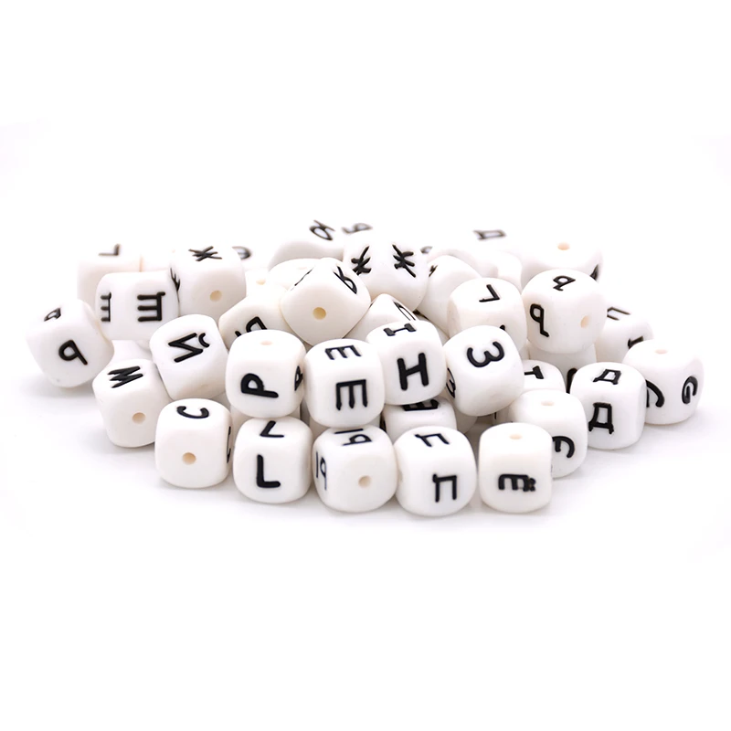 Wholesale Silicone Single Letter Russian/English Alphabet Beads letter beads
