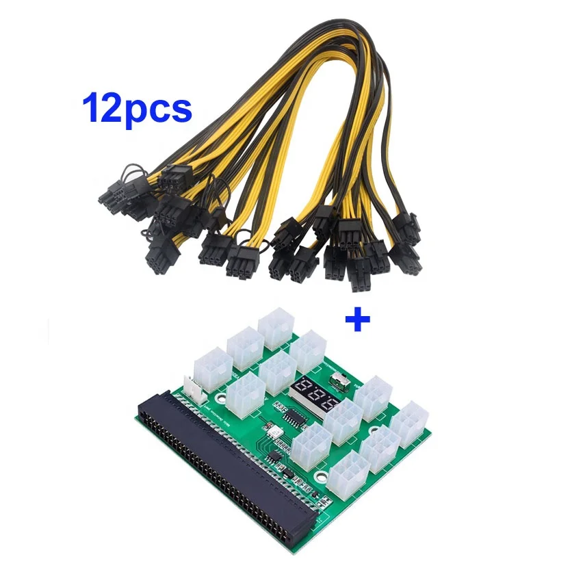 Блок питания для майнинга GPU, набор для блока питания HP PSU 750 Вт/1200 Вт с PCIe 6-контактным до 6 + 2-контактный Штекерный кабель