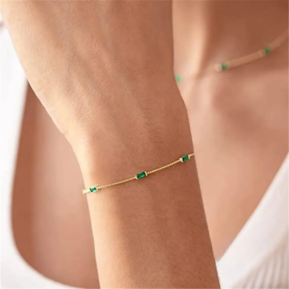 Carline 925 Sterling Silver Jewelry for Women Bracelet 2024 Green Pink 5A Zircon Bracelet  18K Gold Plated Ladies Jewelry