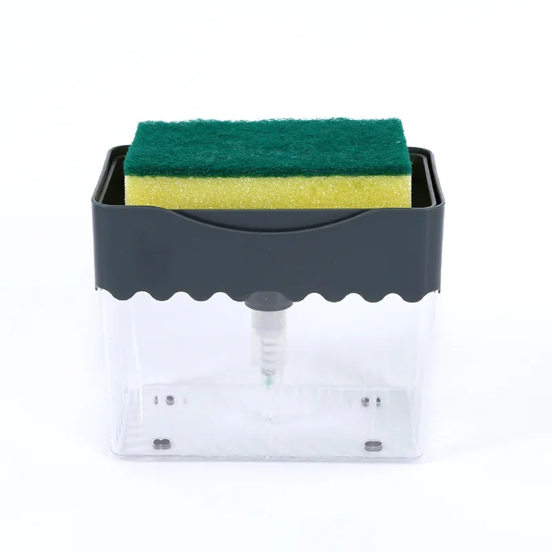 Cheap manual liquid soap dispenser  kitchen sponge holder and soap dispenser 2 in 1 sponge rack shelf soap detergent dispenser