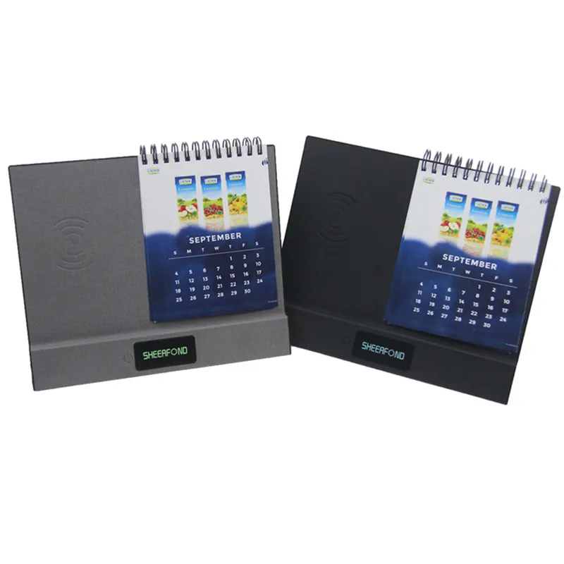 Promotional innovative christmas business custom 2025 new wireless charging desk upright charger calendars