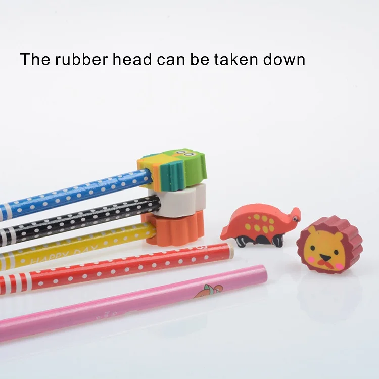 Wholesale ODM Customised 3D Cartoon Animal Design Black Lead Wooden Pencils With Eraser For Children