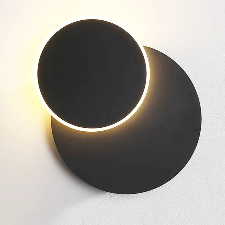 Hotel Living Room Black White Gold Light Wood Moon Rotatable Round Square Acrylic Metal LED Bedside Wall Lamps Lighting