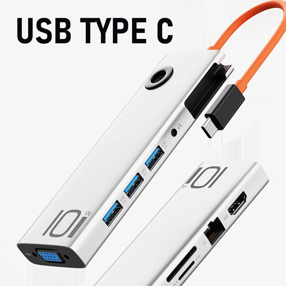 AUFULA Wholesale customized hub station dock 10 in 1 type c power adapter multiport hub usb hub