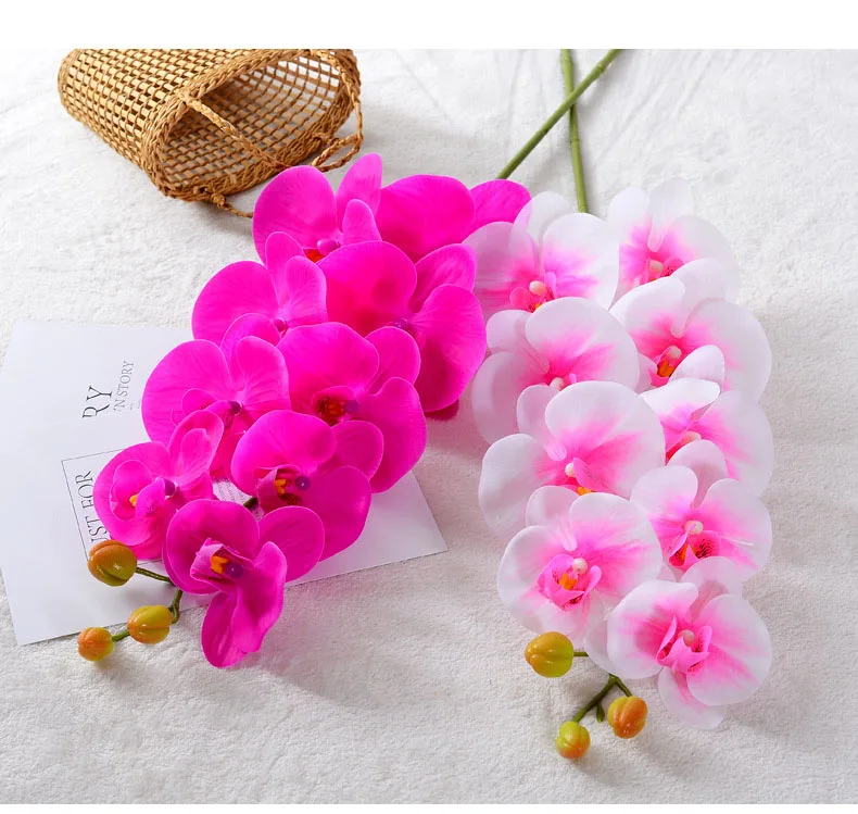 long stem orchids Natural real Touch Latex Moth Artificial Flower Moth Butterfly Orchid white orchid artificial flowers