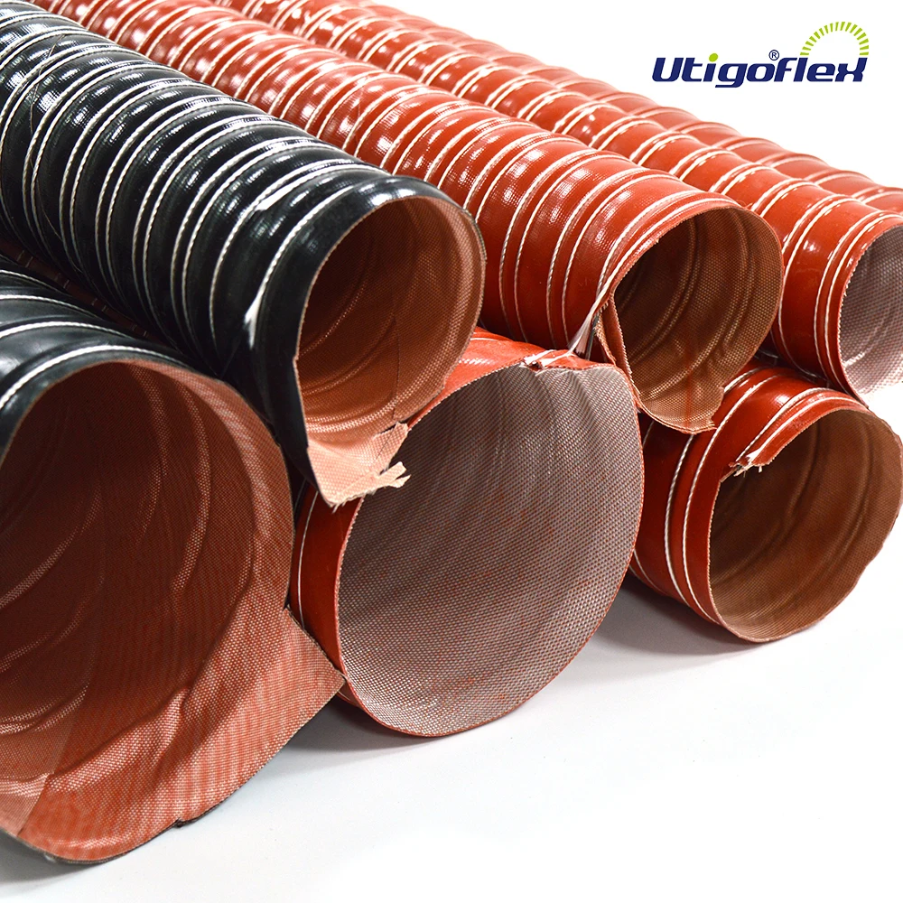 High temperature resistance double-layer of silicone coated glass fiber fabric duct