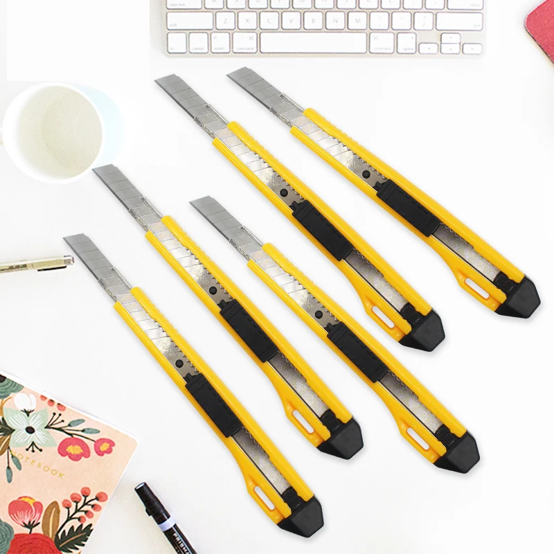 
Office 9mm width single blade stainless steel cutter utility knife art knife manufacturer 