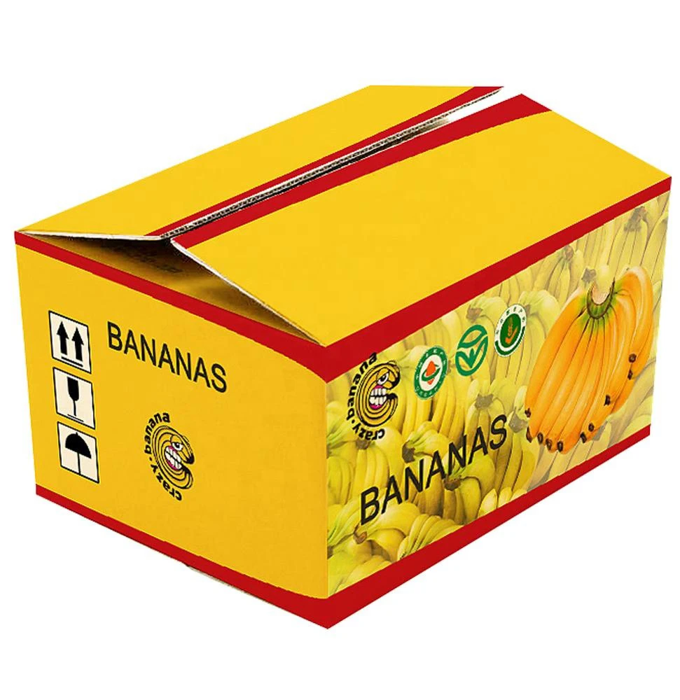 
Wholesale 4C Printing Ink Banana Oriange Fruit Corrugated Carrying Carton Box with Die Cut Handle 