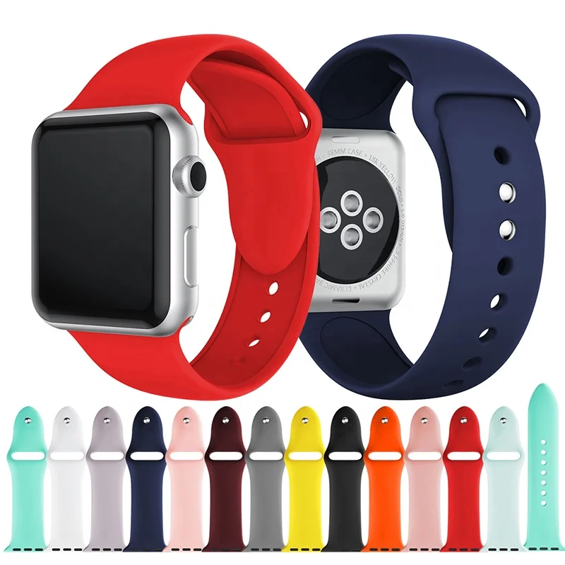  Ремешок сменный однотонный для Apple Watch Band IWatch 6/5/4/3/2/1 Браслет наручных часов 38 мм 40 42