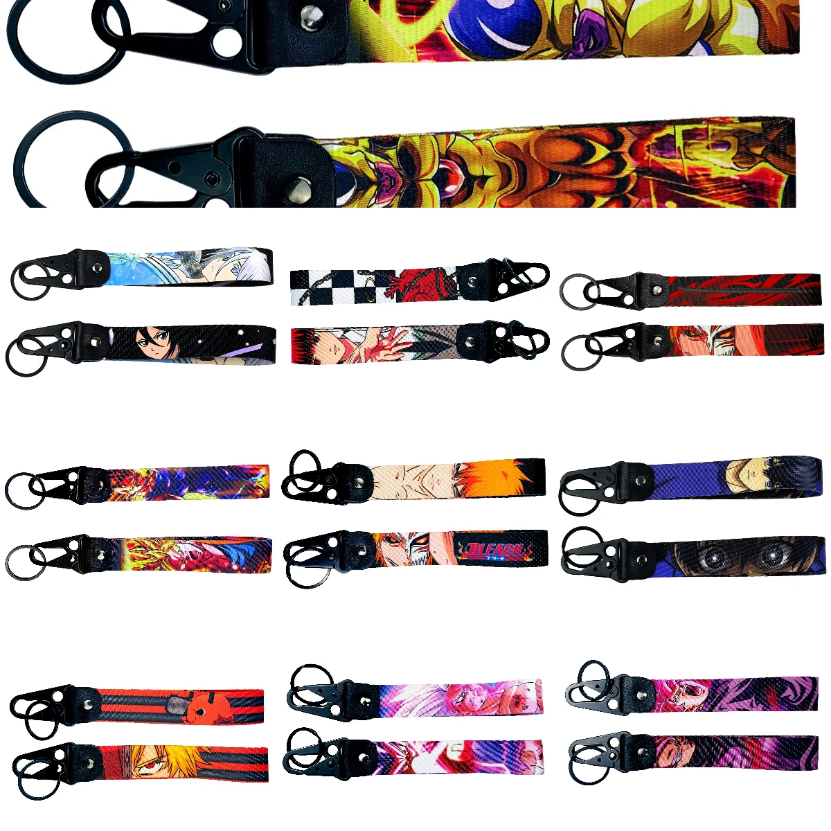 Demon Slayer Custom Eagle Beak Buckle Wrist Anime Keychain Jujutsu Kaisen Character Woven Sublimated Polyester Keychain