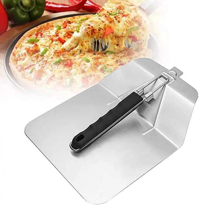 Stainless Steel Baking Pizza shovel With folding handle Easy Storage Pizza Peel for Pizza Bread Cake