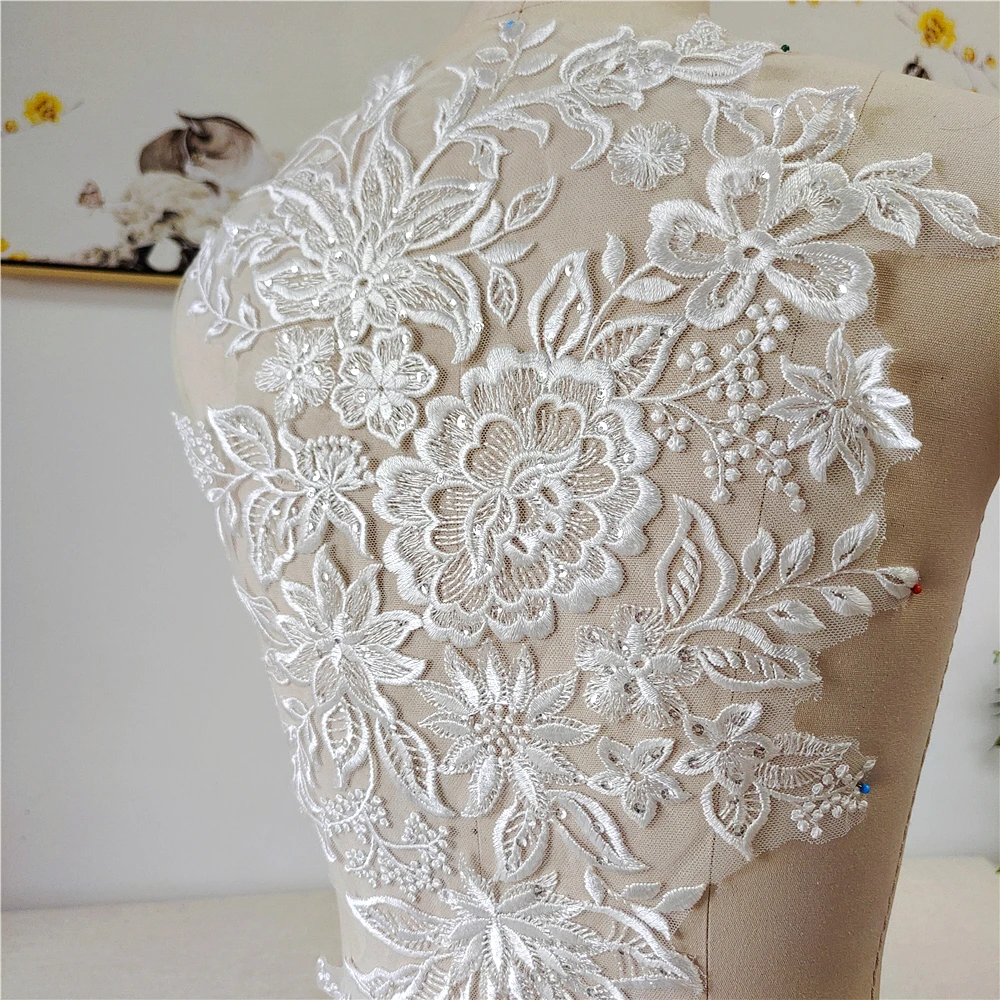 Clothes with flower patches and lace DIY handmade lace decorative accessories Wedding dresses with white lace clearance