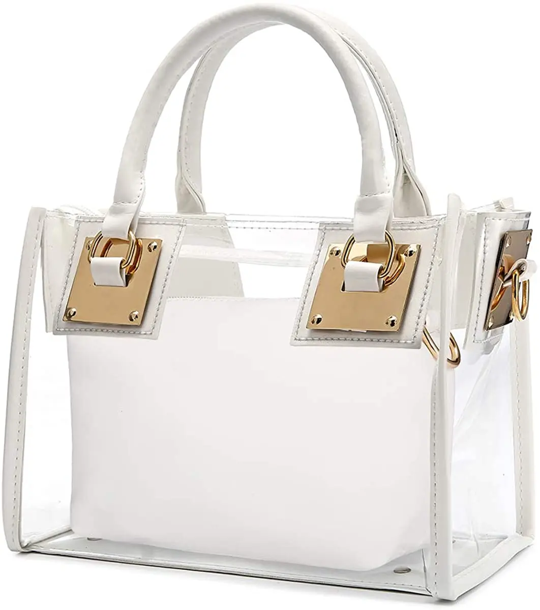 PVC Duffle Bag For Lady Tote Bag 2 In 1 Women Clear PVC Beach Crossbody Bag