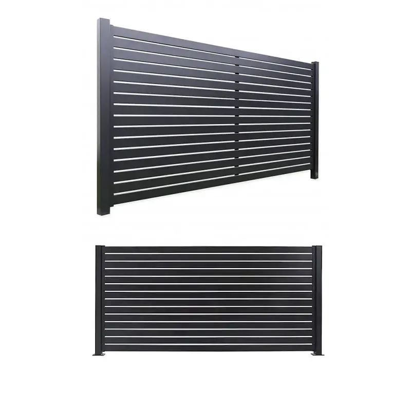 HYAP-S000 W2mxH1.5m Semi-privacy Aluminum Slat Fence Screen Outdoor Privacy Panels Black Fence Aluminum