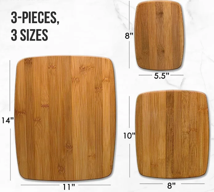 3-Piece Kitchen Cutting Board Set, Reversible Chopping Boards for Meal Prep and Serving, Charcuterie Board Set,