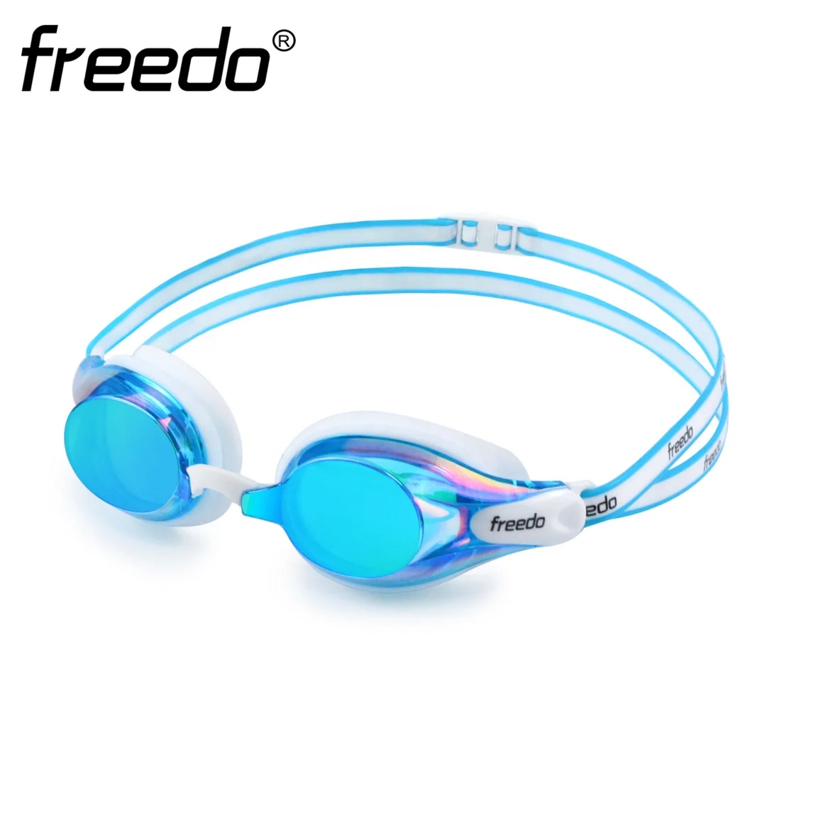Racing triathlon anti-fog UV protection swimming gear swimming goggles with rainbow mirror coating and customized logo