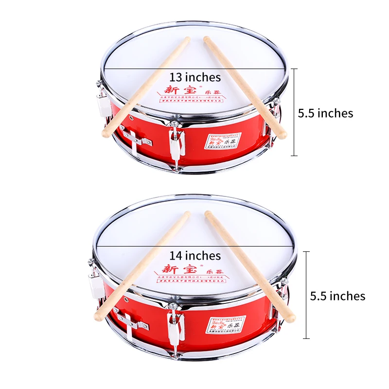 13/14 inch red high snare drum 35CM*14CM/37.5CM*14CM galvanized sheet high temperature baking paint drum cavity