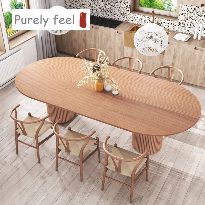 PurelyFeel современный простой маленький дом из массива дерева круглый стол в скандинавском стиле домашний креативный обеденный и стул
