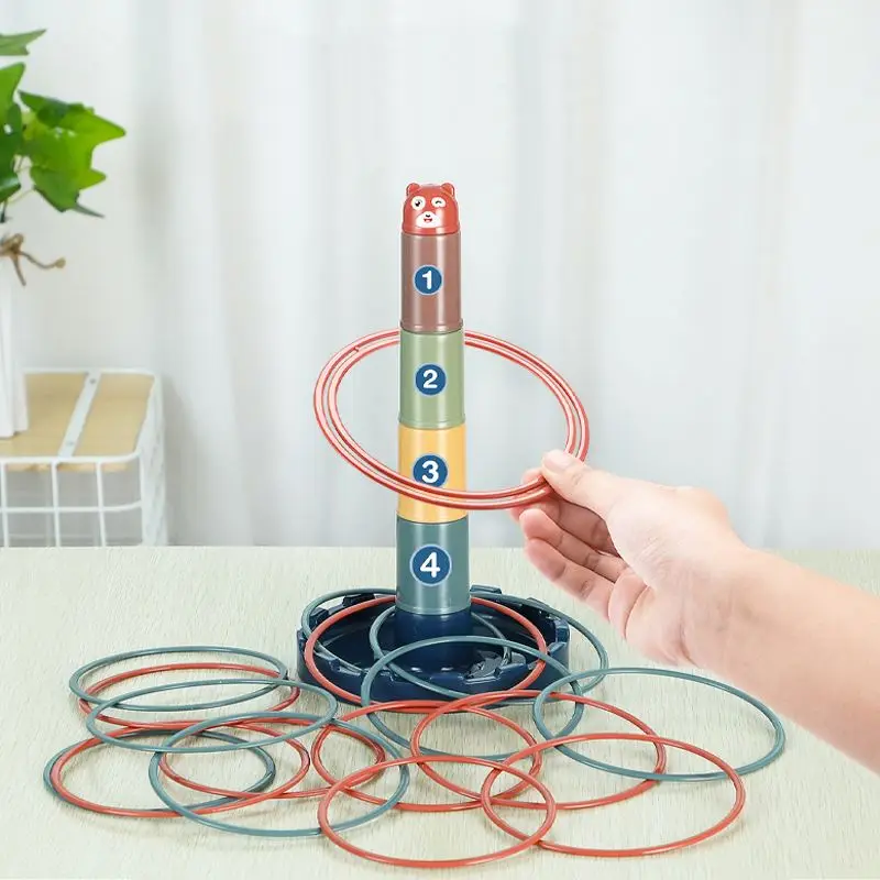 Ferrule Stacking Fitness Sports Throwing Game Plastic Ring Toss Toy Games For Kids