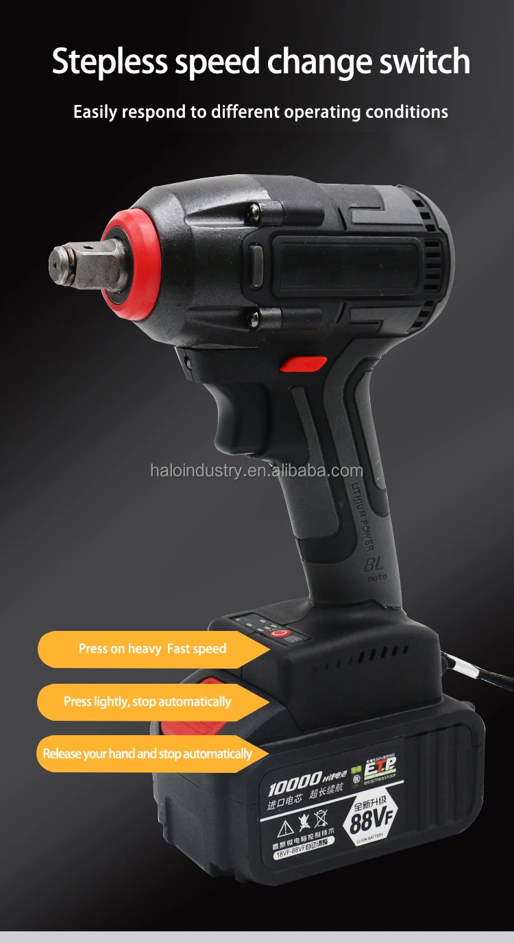 Cordless Impact Wrench 1/2 Inch, Impact Wrench Kit w/Premium Brake Stop 7 Sockets 1-Hour Fast Charger 1/2 Impact Gun Brushless