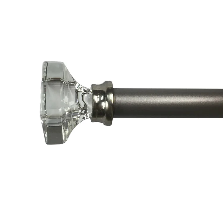 Hot sale curtain accessories rods crystal amber curtain finials with iron tube