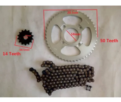 50T-14T Motorcycle Sprocket Chain Kits for WY125 KIT TRANSMISSAO 1045 Steel