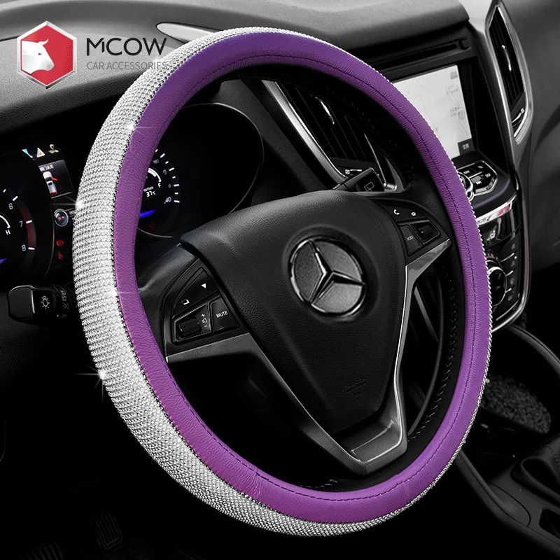 
Factory Wholesale Supplier Car Accessories Fashion Luxury Bling Diamond Universal Auto Car Steering Wheel Cover For Amazon Ebay 