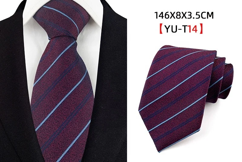 2023 New 8cm Men Polyester Jacquard Necktie Stripe Tie Formal Dress Accessories Professional Business Bridegroom Tuxedo Necktie